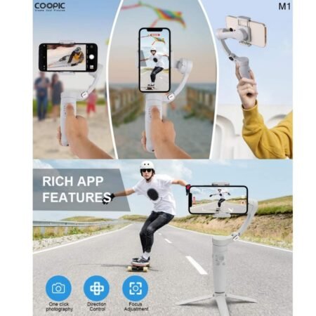 AB-PB-M1G Foldable 3-Axis Gimbal Stabilizer – 2500mAh Light Grey (Renewed)